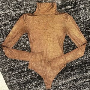 ALIX NYC || Hoyt Metallic Turtleneck Bodysuit in Bronze - SZ XS ✨NWOT✨